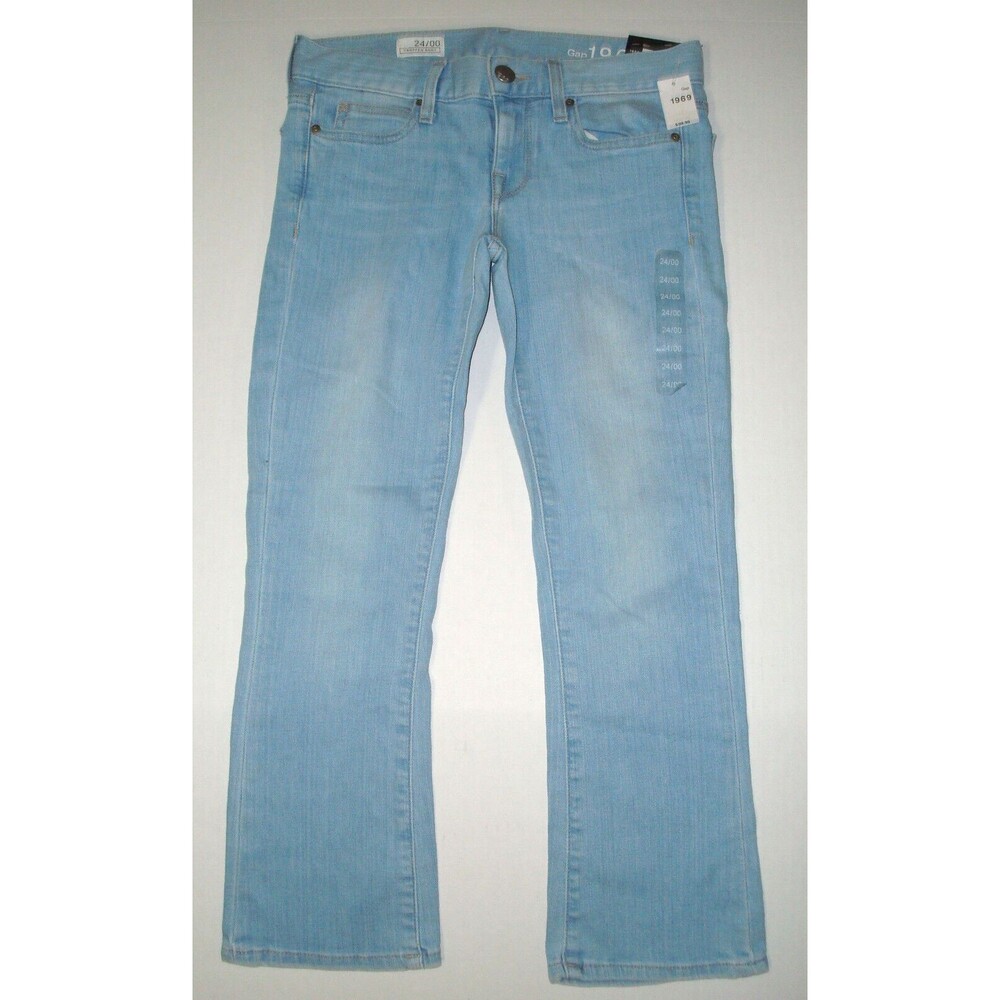 New Womens GAP NWT Cropped Boot Jeans 24 00 Light Blue Stretch Delmar 28 X 24 Lo
